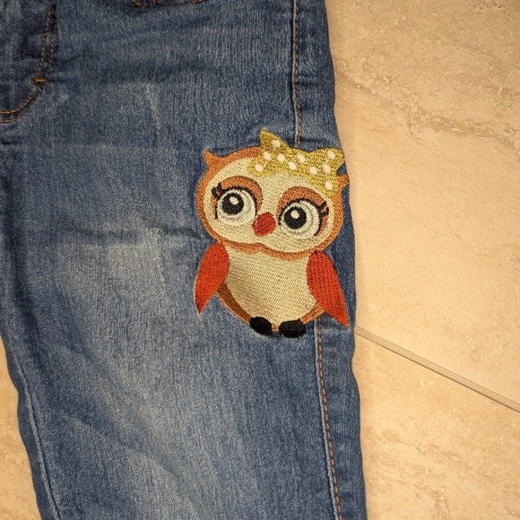 Girls Size Medium 7/8 Jeans With Owl Patch & Green Denim Crazy 8 Eyelet Jacket - Picture 7 of 11